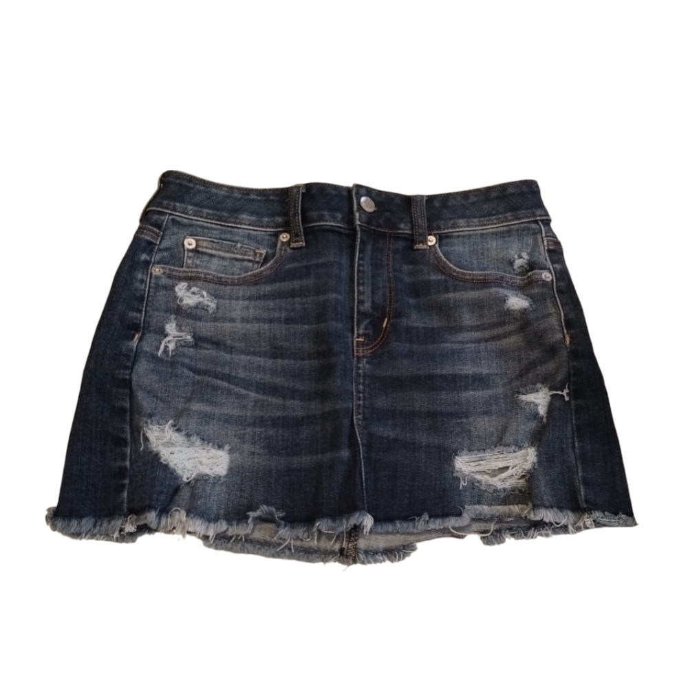 American Eagle Outfitters Super Super Stitch X Women Size 4 distress Blue denim